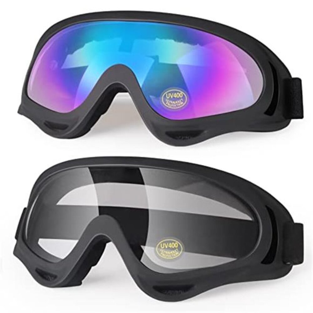Motorcycle Goggles 2 Pack Dirt Bike ATV Motocross UV400 Anti Fog